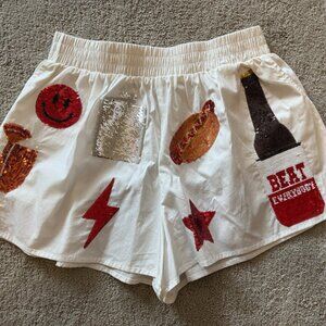 NWOT Queen of Sparkles Red & White Icon Shorts | Size S | Game Day